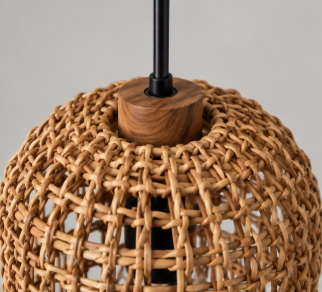 Natuurlijke hanglamp TWISTER KOI 25x25x100 | Teak hout