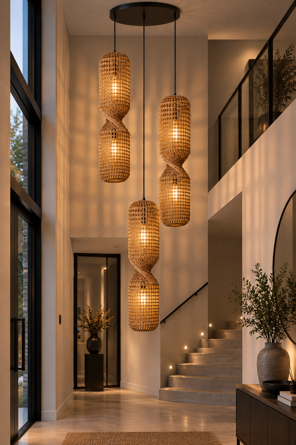 Natuurlijke hanglamp TWISTER KOI 25x25x100 | Teak hout