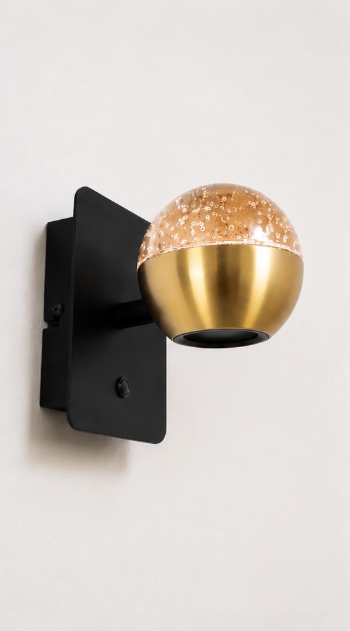 Moderne wandlamp BELLUNO | Messing/Amber