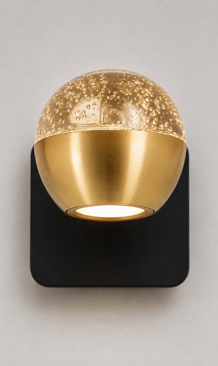 Moderne wandlamp BELLUNO | Messing/Amber