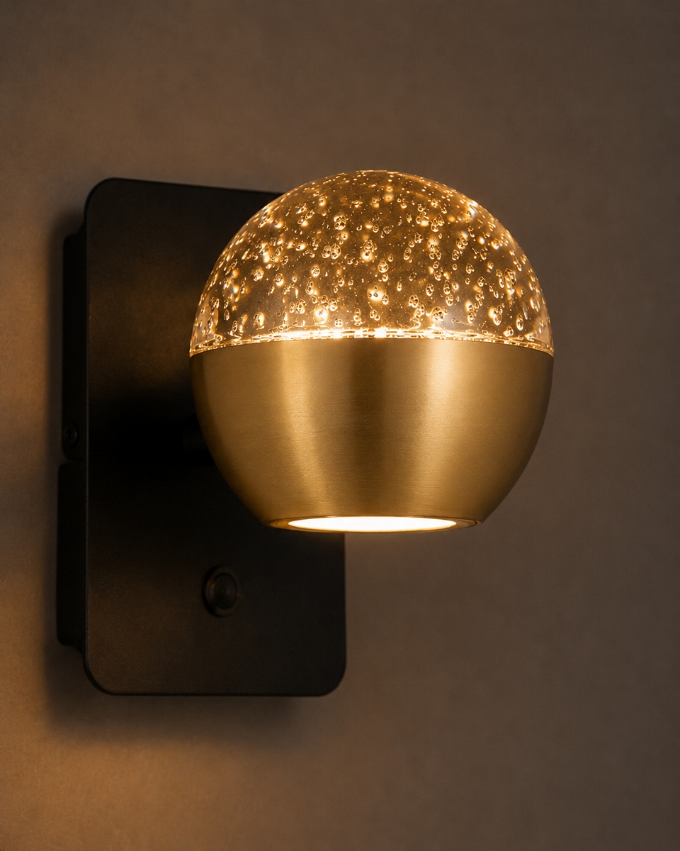 Moderne wandlamp BELLUNO | Messing/Amber