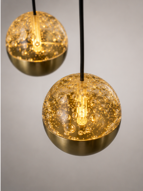Moderne hanglamp BELLUNO 8-lichts ovaal | Messing/Amber