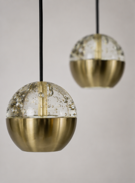 Moderne hanglamp BELLUNO 8-lichts ovaal | Messing/Amber