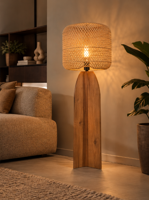 Natuurlijke ORBIT/RATTAN vloerlamp | Brown