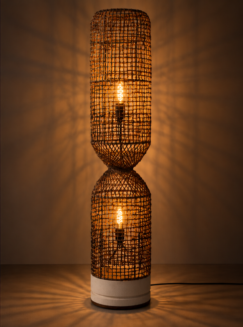 Natuurlijke TWISTER FOOL L vloerlamp | Naturel