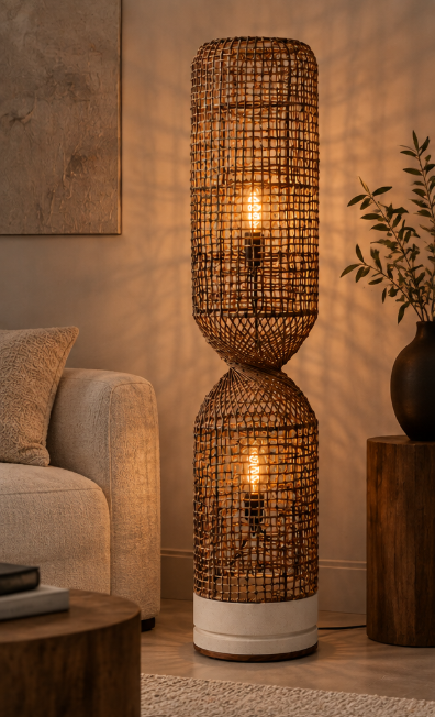 Natuurlijke TWISTER FOOL L vloerlamp | Naturel