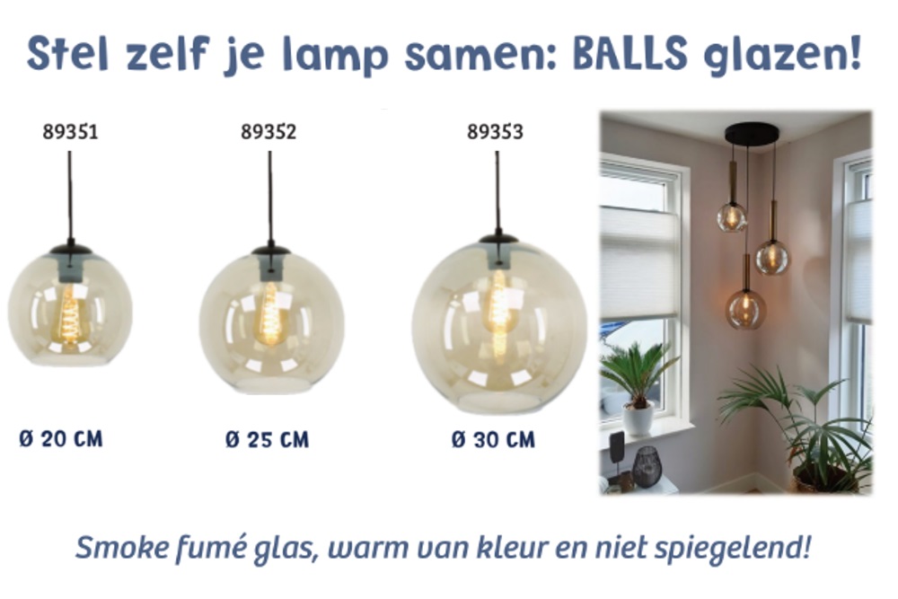 Los glas BALLS smoke fumé / Amber Ø 30 cm