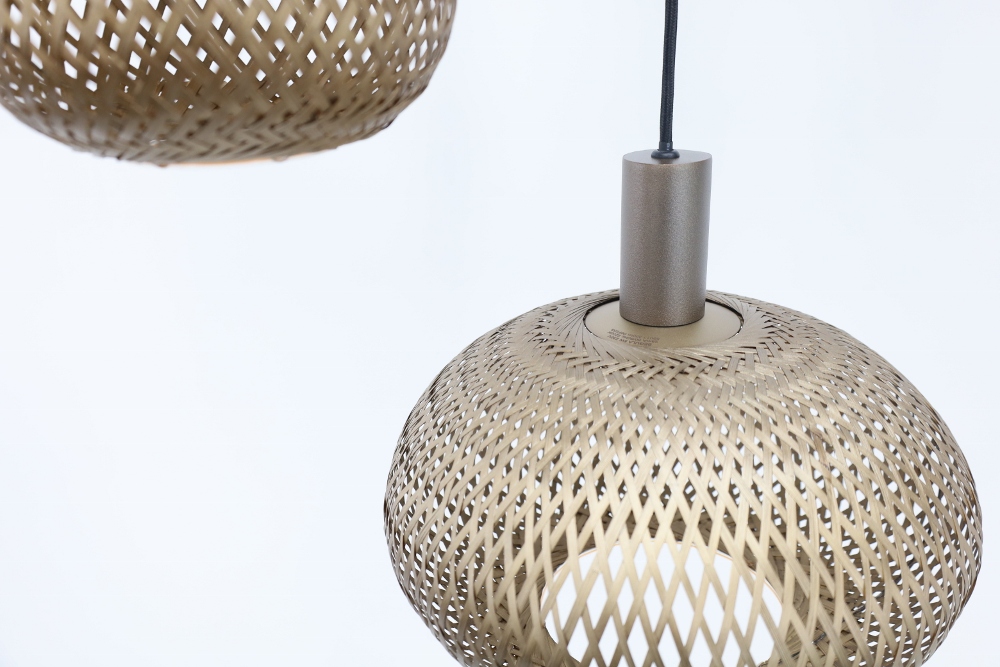Hanglamp BAMBOO 130 x 25 cm 7-lichts brushed brown copper | Compleet