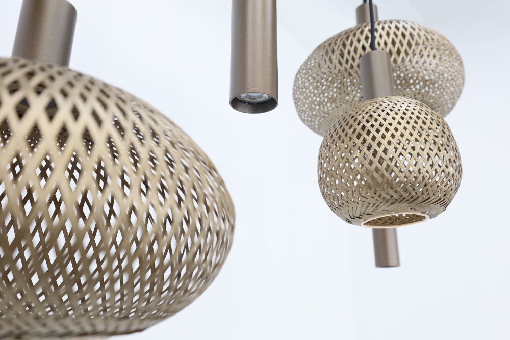 Hanglamp BAMBOO 130 x 25 cm 7-lichts brushed brown copper | Compleet