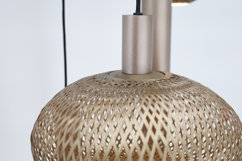 Hanglamp BAMBOO rond 50 cm 5-lichts champagne / brons | Compleet