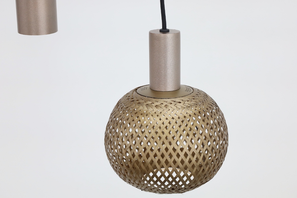 Hanglamp BAMBOO rond 50 cm 5-lichts champagne / brons | Compleet