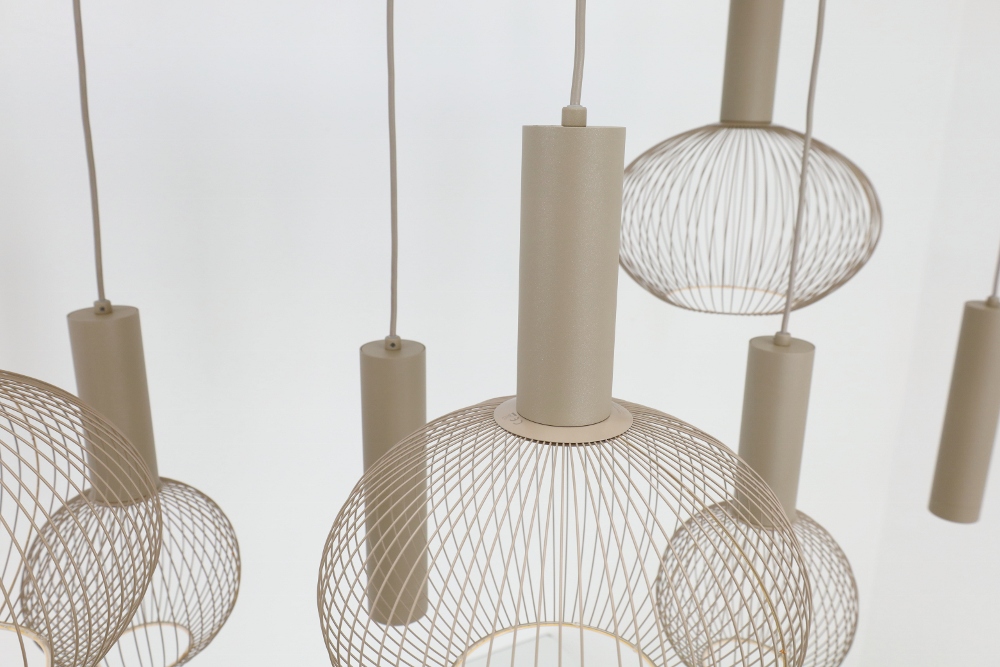 Hanglamp FILO ovaal 140 x 50 cm 8-lichts zand / quartz | Compleet