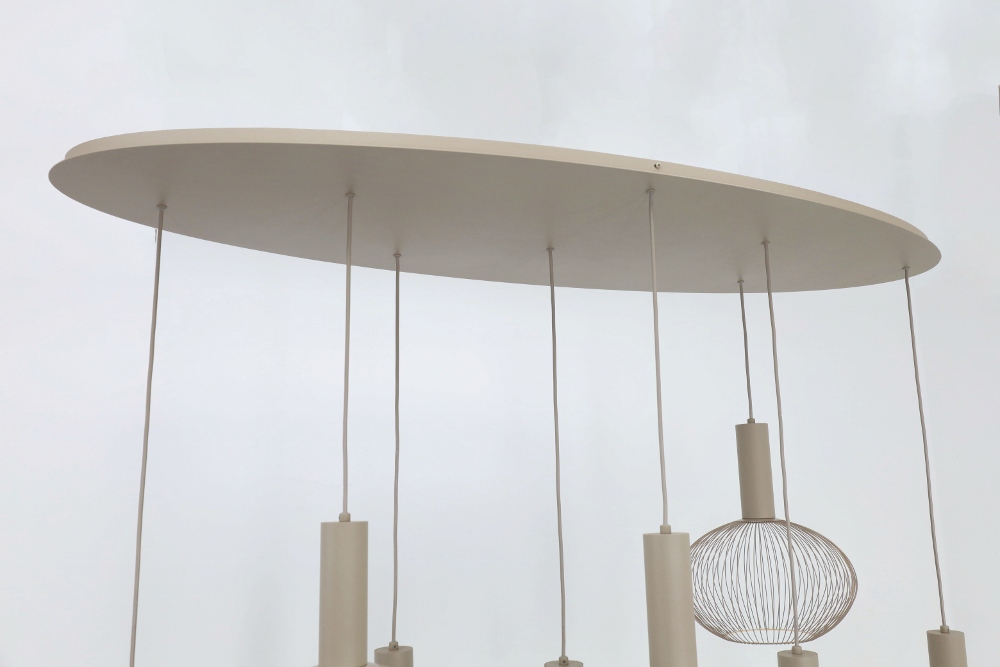 Hanglamp FILO ovaal 140 x 50 cm 8-lichts zand / quartz | Compleet