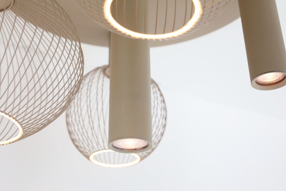 Plafondlamp FILO Ø 50 cm 5-lichts zand / quartz | Compleet