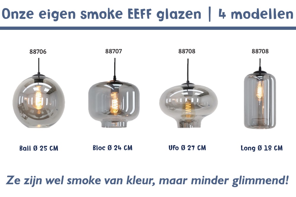 Zwarte korte plafondlamp EEFF smoke zwart | Long Ø 18 cm