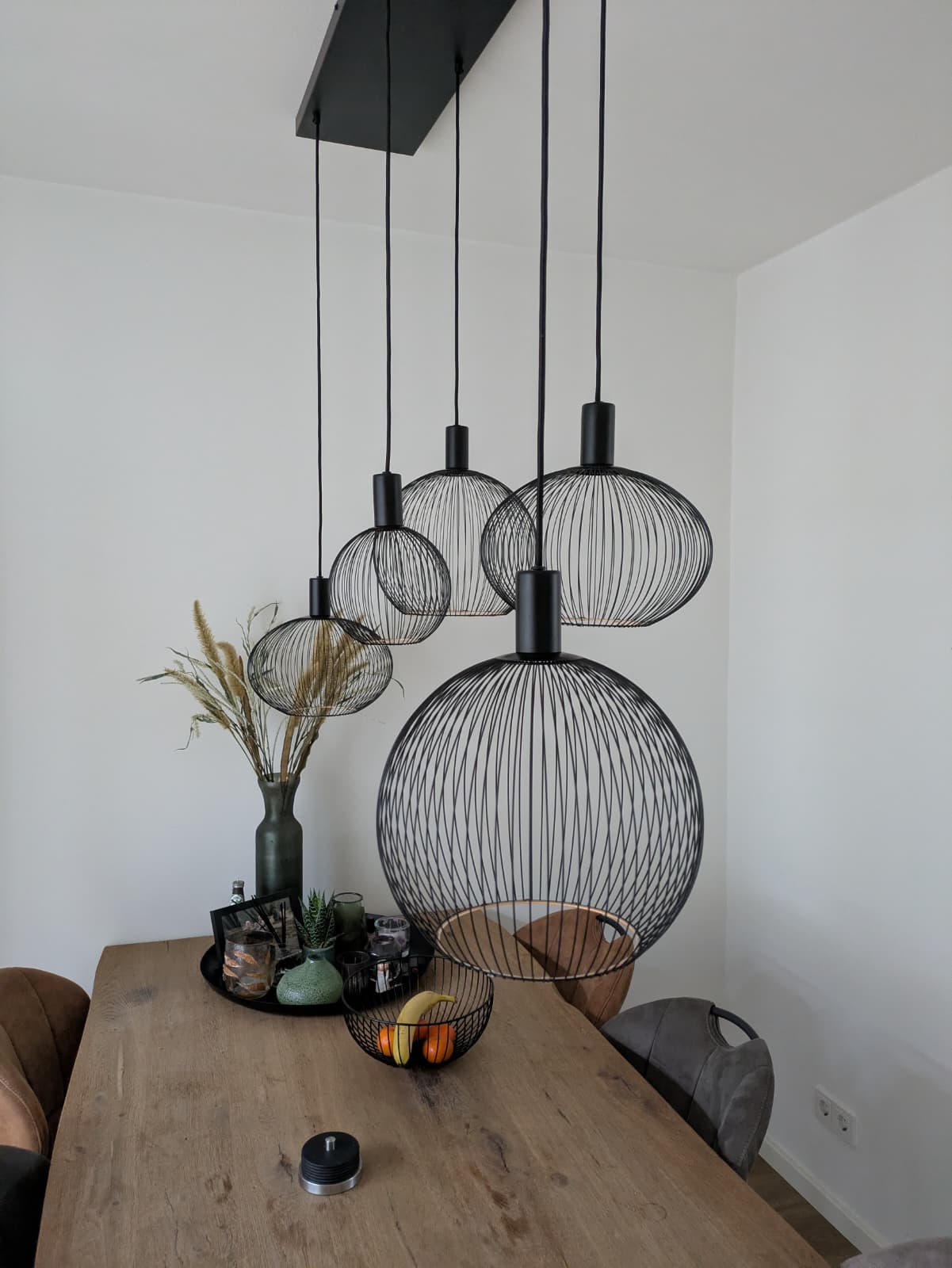 Hanglamp FILO 130 x 25 cm 5-lichts zwart | Compleet
