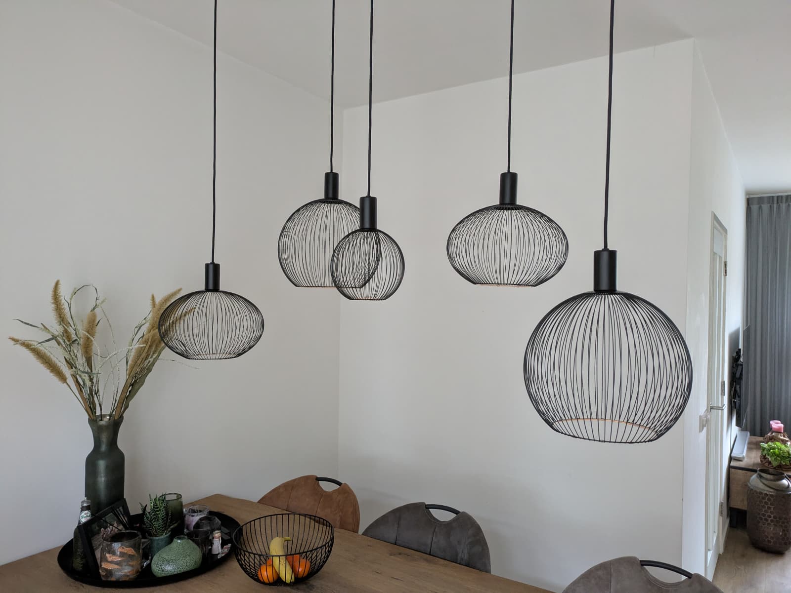 Hanglamp FILO 130 x 25 cm 5-lichts zwart | Compleet