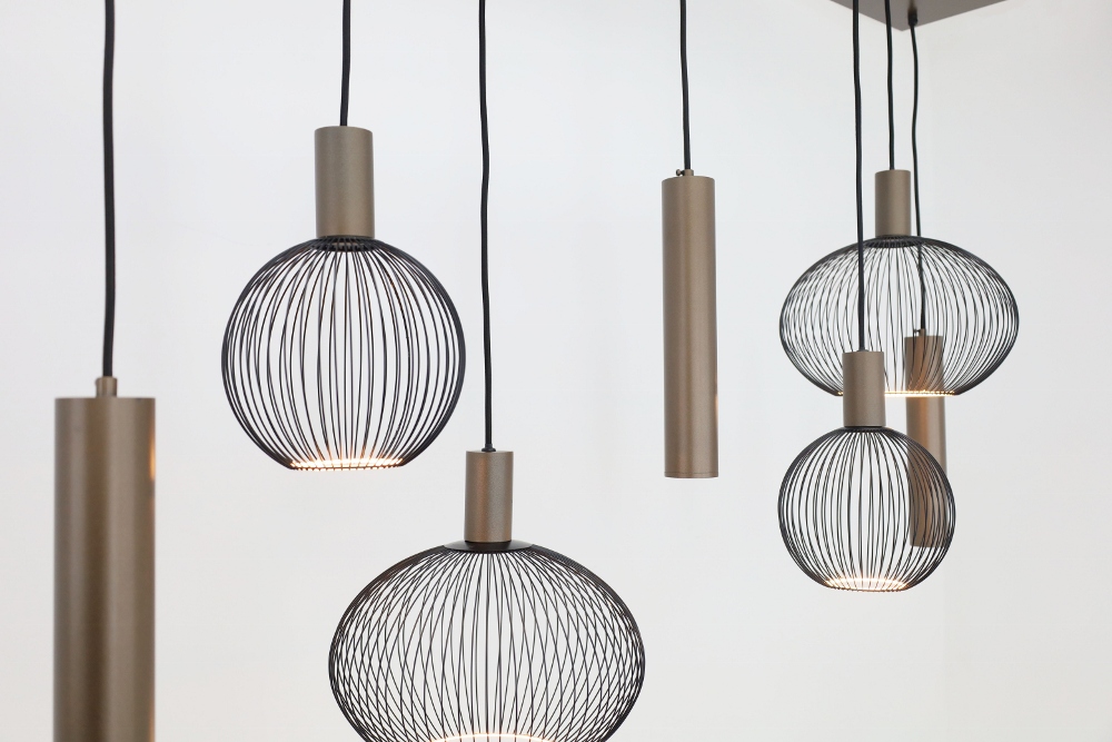 Hanglamp FILO 130 x 25 cm 7-lichts brushed brown copper | Compleet