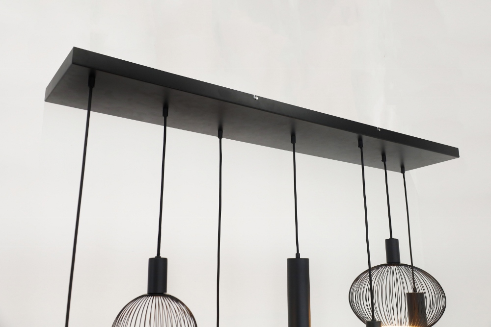 Hanglamp FILO 130 x 25 cm 7-lichts zwart | Compleet