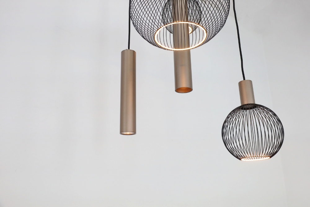 Hanglamp FILO rond 50 cm 5-lichts champagne | Compleet