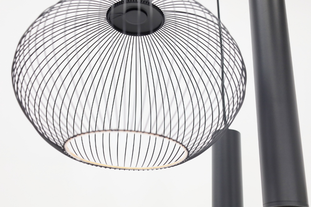 Hanglamp FILO rond 50 cm 5-lichts zwart | Compleet