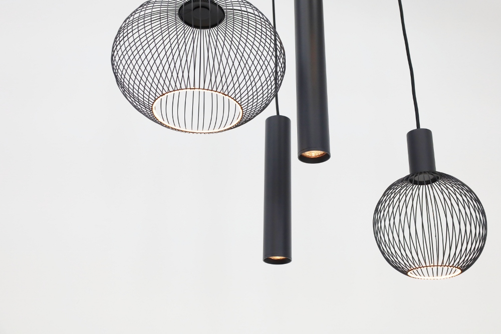 Hanglamp FILO rond 50 cm 5-lichts zwart | Compleet
