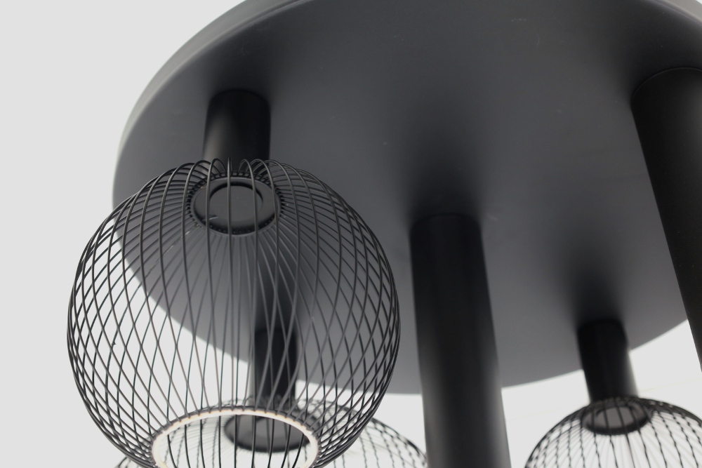 Plafondlamp FILO Ø 50 cm 5-lichts zwart | Compleet