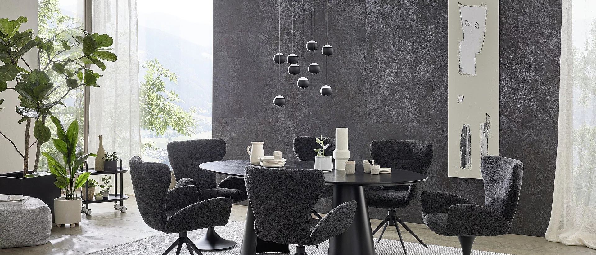 Musterring stijlvolle hanglamp CANNON rond 9-lichts | Zwart