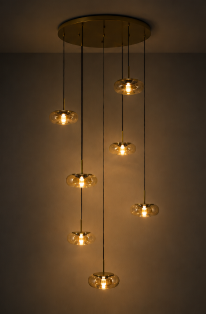 Luxe videlamp ALVA 7-lichts | Goud / Amber