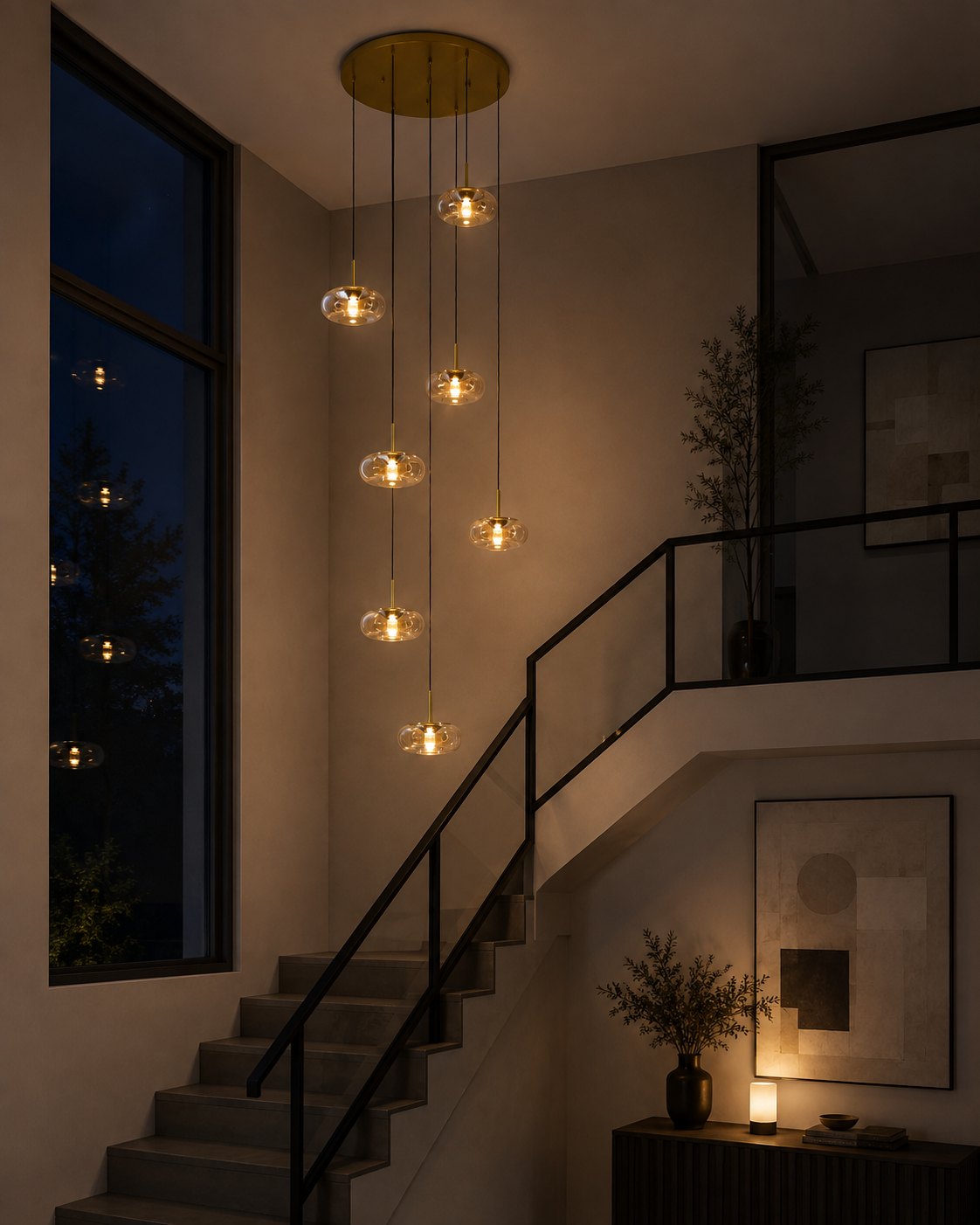 Luxe videlamp ALVA 7-lichts | Goud / Amber