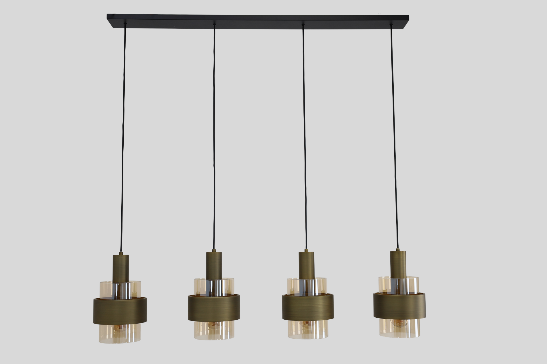 Sfeervolle hanglamp MARRONE 4-lichts | Brons / Amber