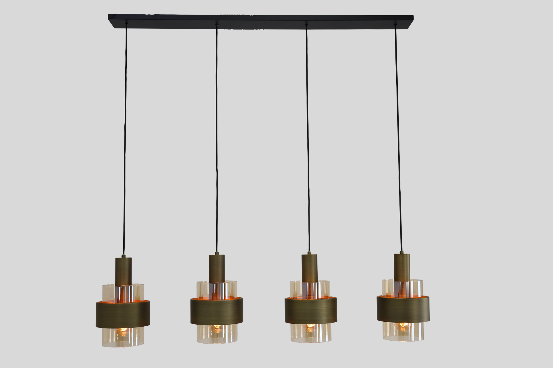 Sfeervolle hanglamp MARRONE 4-lichts | Brons / Amber