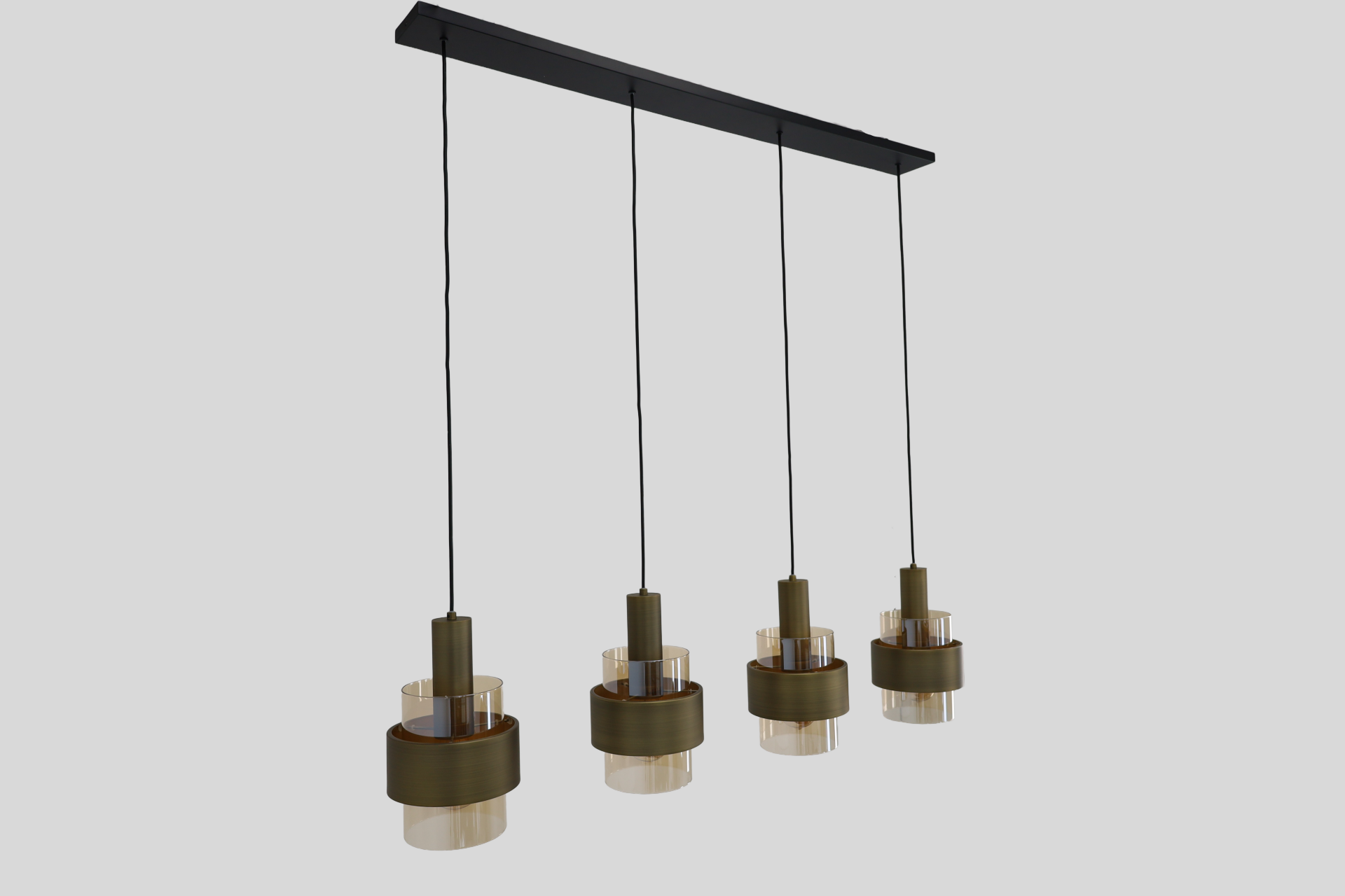 Sfeervolle hanglamp MARRONE 4-lichts | Brons / Amber