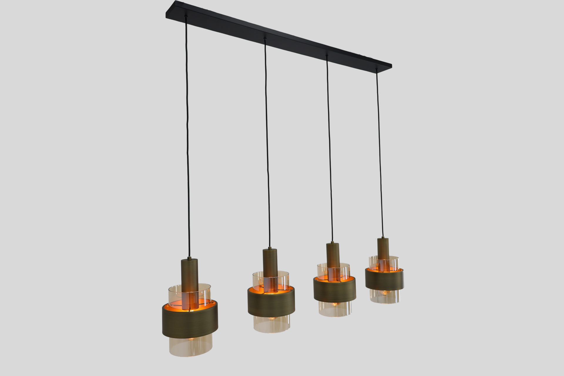 Sfeervolle hanglamp MARRONE 4-lichts | Brons / Amber