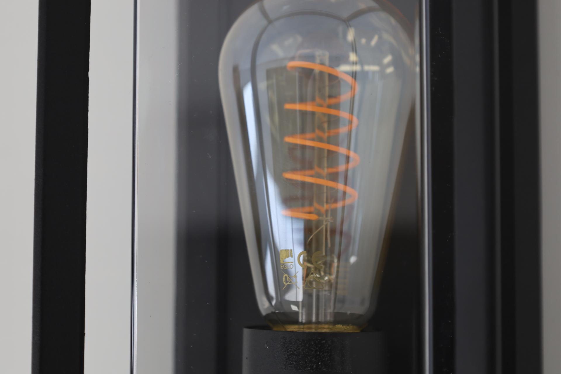 Moderne buitenlamp LOGANO zwart met heldere kap | Bewegingssensor