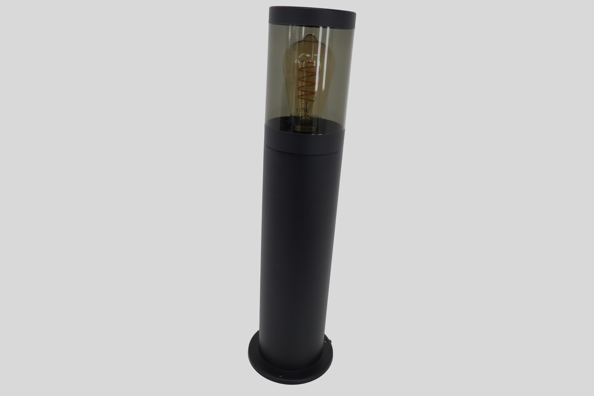 Mat zwarte buitenlamp AUSTIN met smoke kap | Paal 50 cm