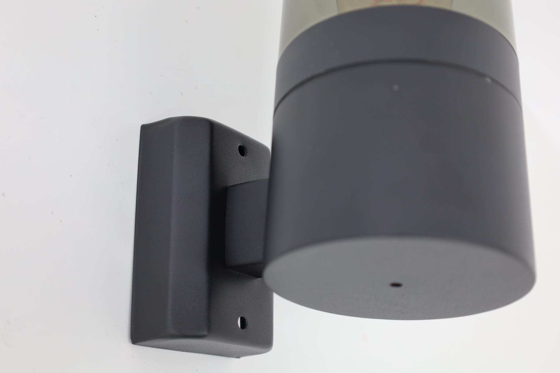 Mat zwarte buitenlamp AUSTIN met smoke kap | Wand