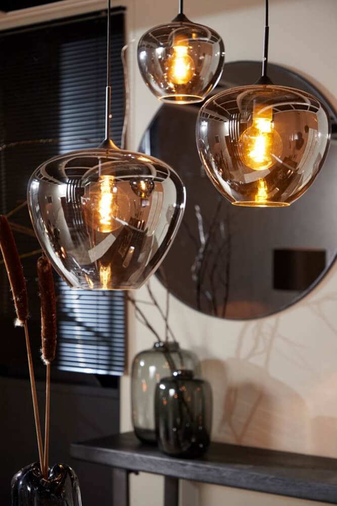 Hanglamp JULIO metallic smoke zwart | klein Ø 23 cm