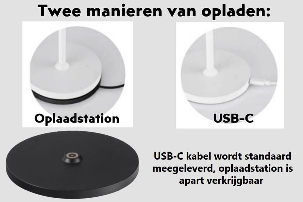 Oplaadbare tafellamp MADIA IP54 lange brandtijd | Bruin