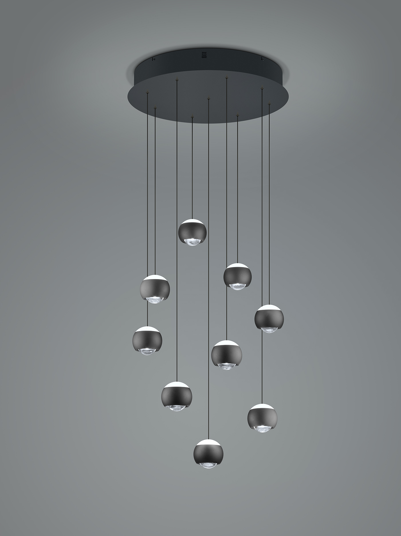 Musterring stijlvolle hanglamp CANNON rond 9-lichts | Zwart