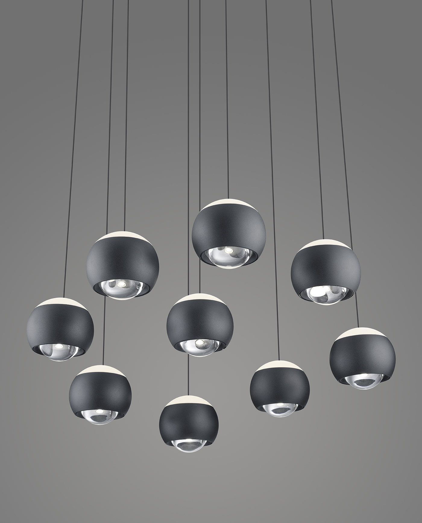 Musterring stijlvolle hanglamp CANNON rond 9-lichts | Zwart