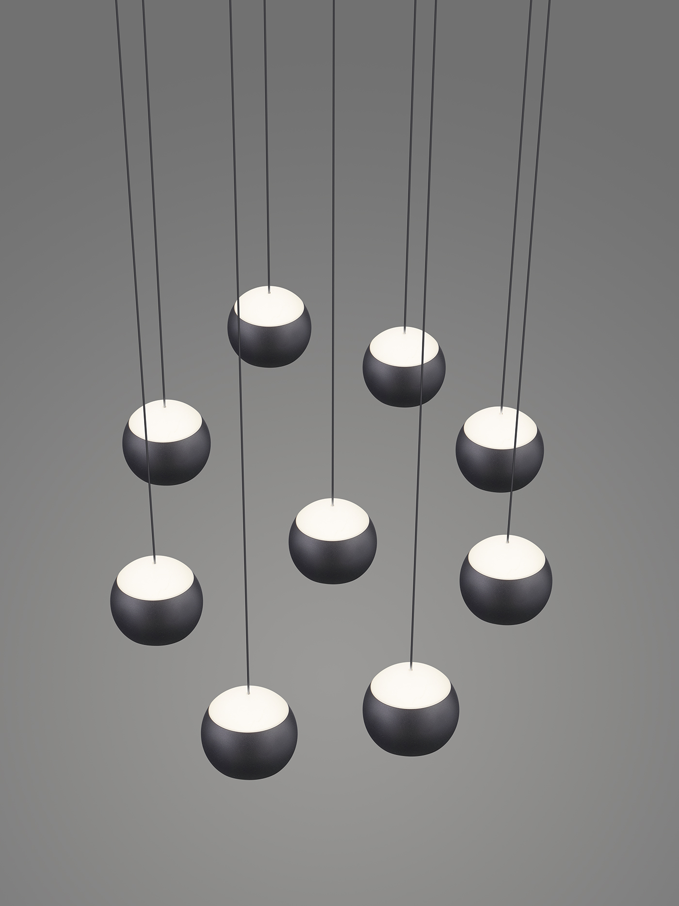 Musterring stijlvolle hanglamp CANNON rond 9-lichts | Zwart