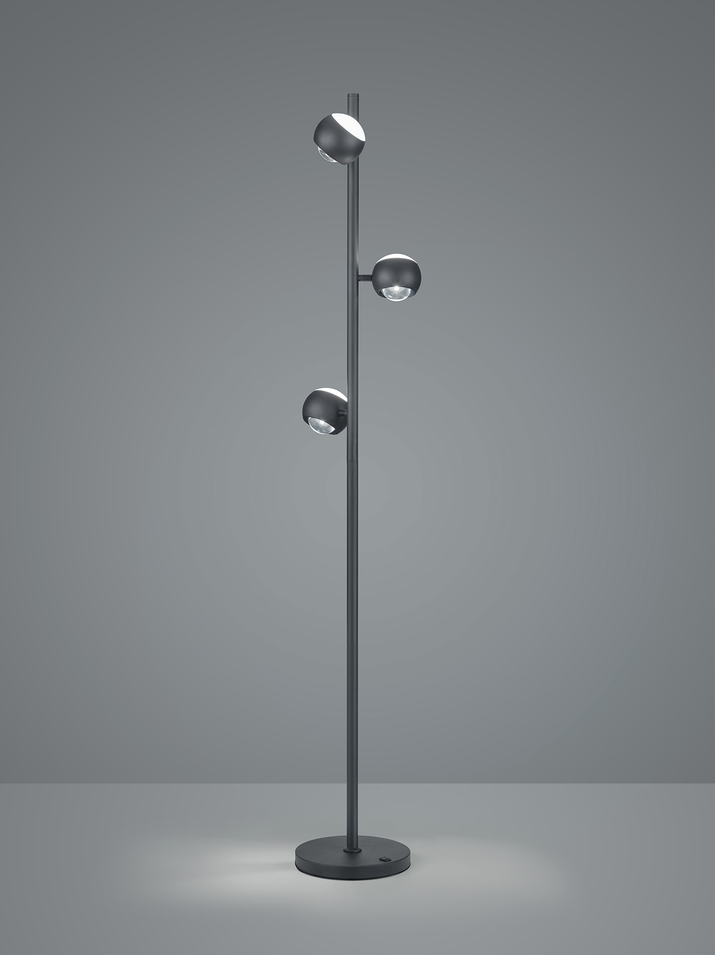 Musterring stijlvolle vloerlamp CANNON 3-lichts | Zwart