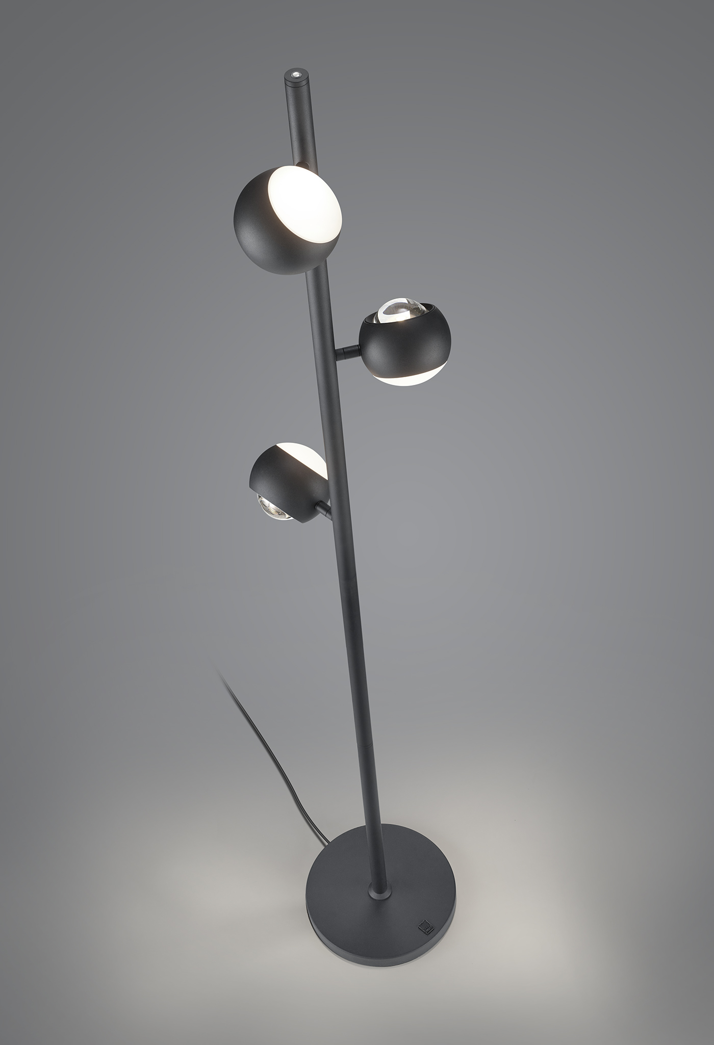 Musterring stijlvolle vloerlamp CANNON 3-lichts | Zwart