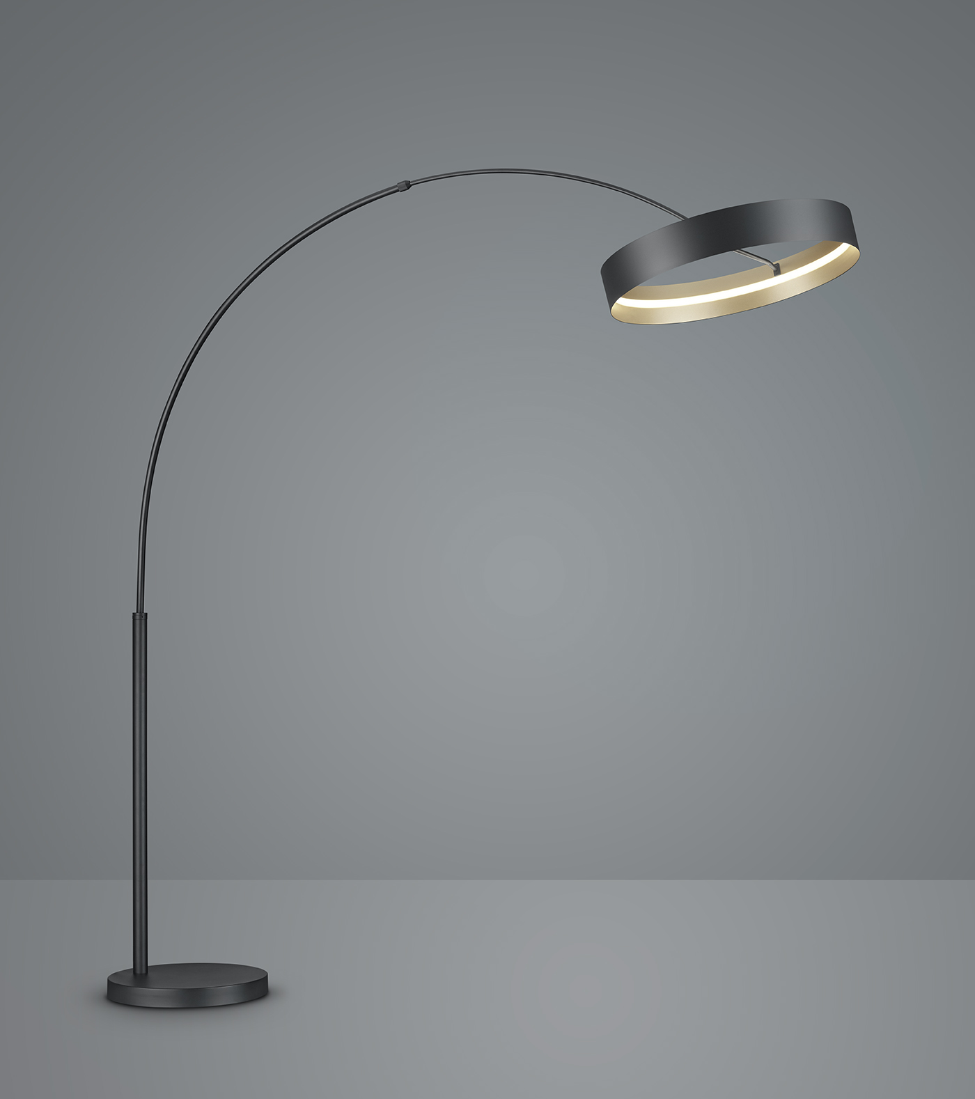 Musterring stijlvolle booglamp LOOP | Zwart / Goud