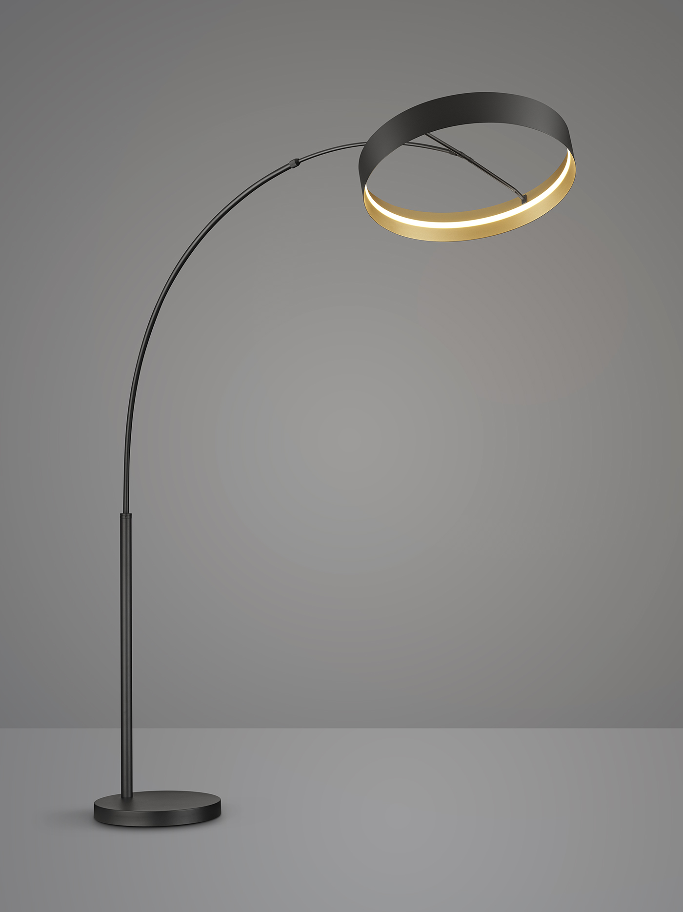 Musterring stijlvolle booglamp LOOP | Zwart / Goud
