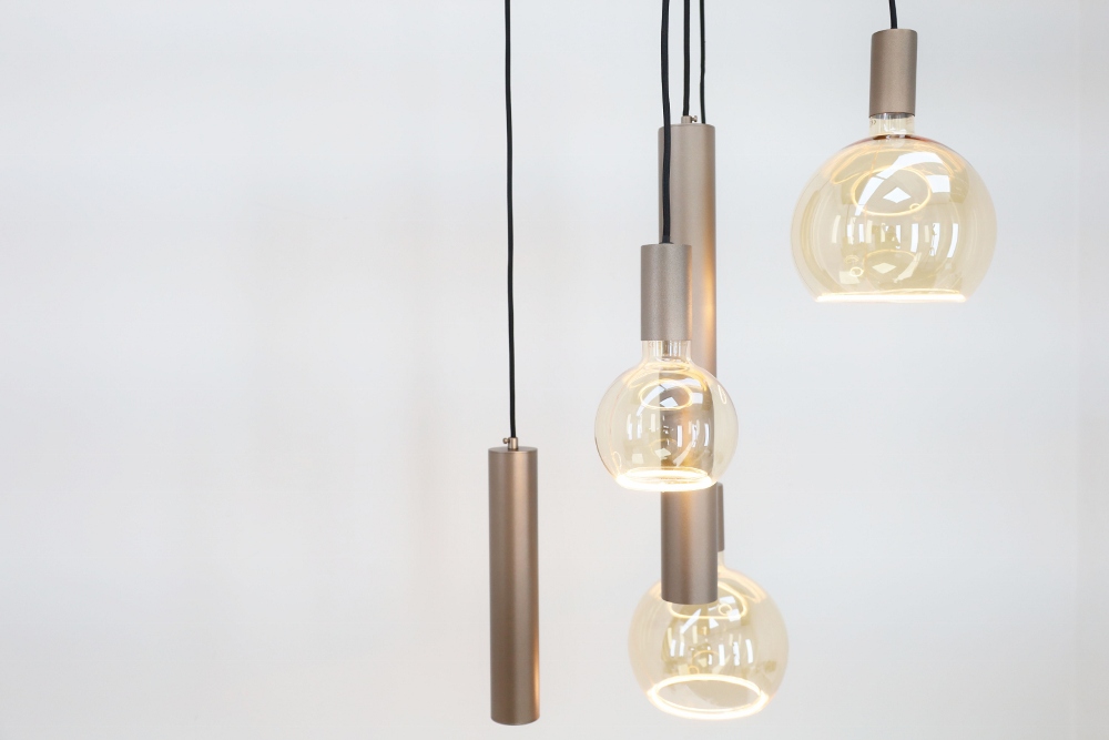 Hanglamp RAVI rond 50 cm 5-lichts champagne | Compleet