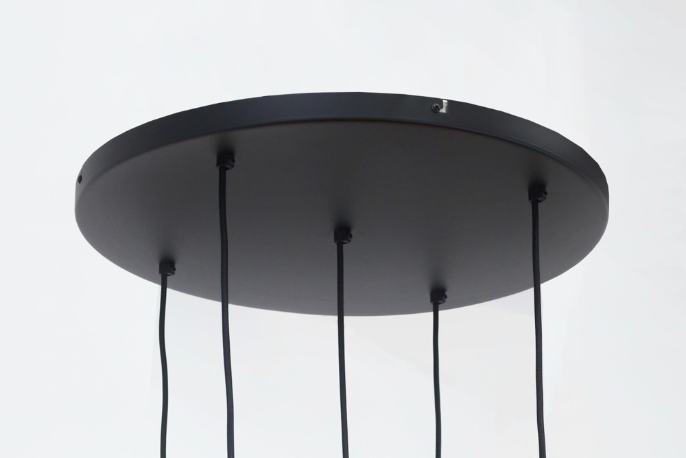 Hanglamp RAVI rond 50 cm 5-lichts zwart | Compleet