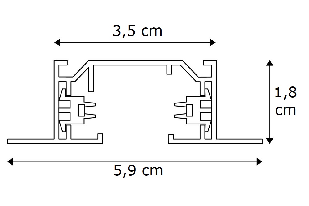 Losse 1-fase INBOUW spanningsrail LUNA | Zwart 3 meter