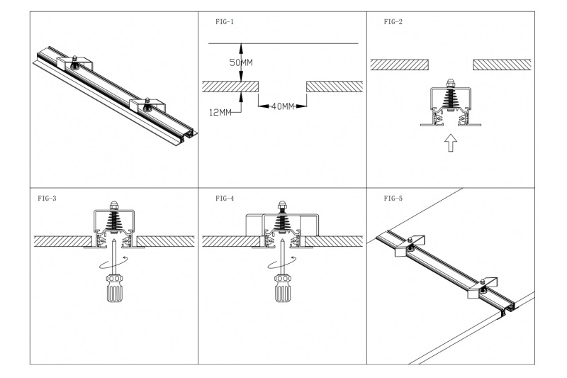Losse 1-fase INBOUW spanningsrail LUNA | Zwart 2 meter